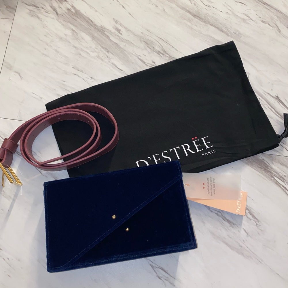 D'ESTRËE NEW!! 3 way Bag Gorgeous velvet Blue Bag 💕 - Picture 6 of 7